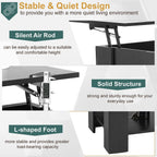 PayLessHere Coffee Table Lift Top Coffee Tables with Hidden Compartment and Storage Shelf Wooden Lift Tabletop Dining Table for Living Room Home (Black, 39" D x 28" W x 24" H) - Grand Goldman