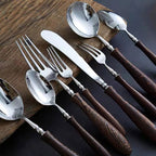 Pear Original Wood Handle Tableware 304 Stainless Steel Western Steak Knife And Fork Spoon - Grand Goldman