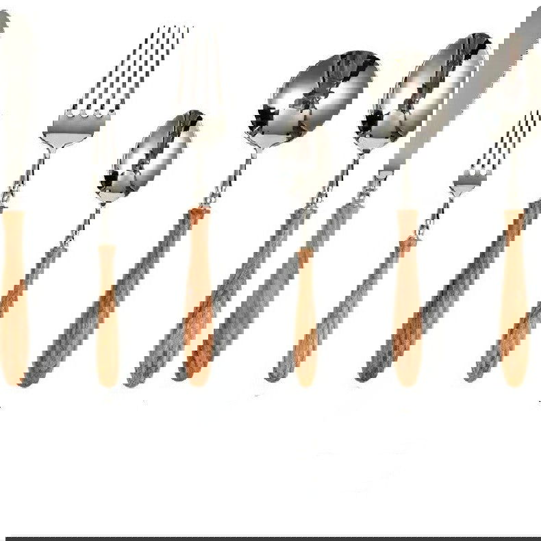 Pear Original Wood Handle Tableware 304 Stainless Steel Western Steak Knife And Fork Spoon - Grand Goldman