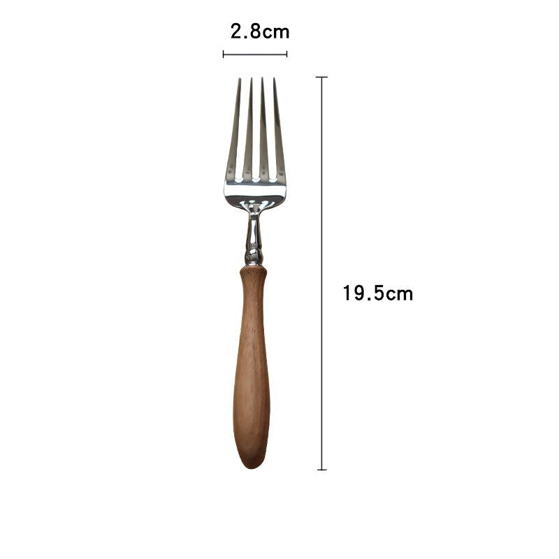 Pear Original Wood Handle Tableware 304 Stainless Steel Western Steak Knife And Fork Spoon - Grand Goldman
