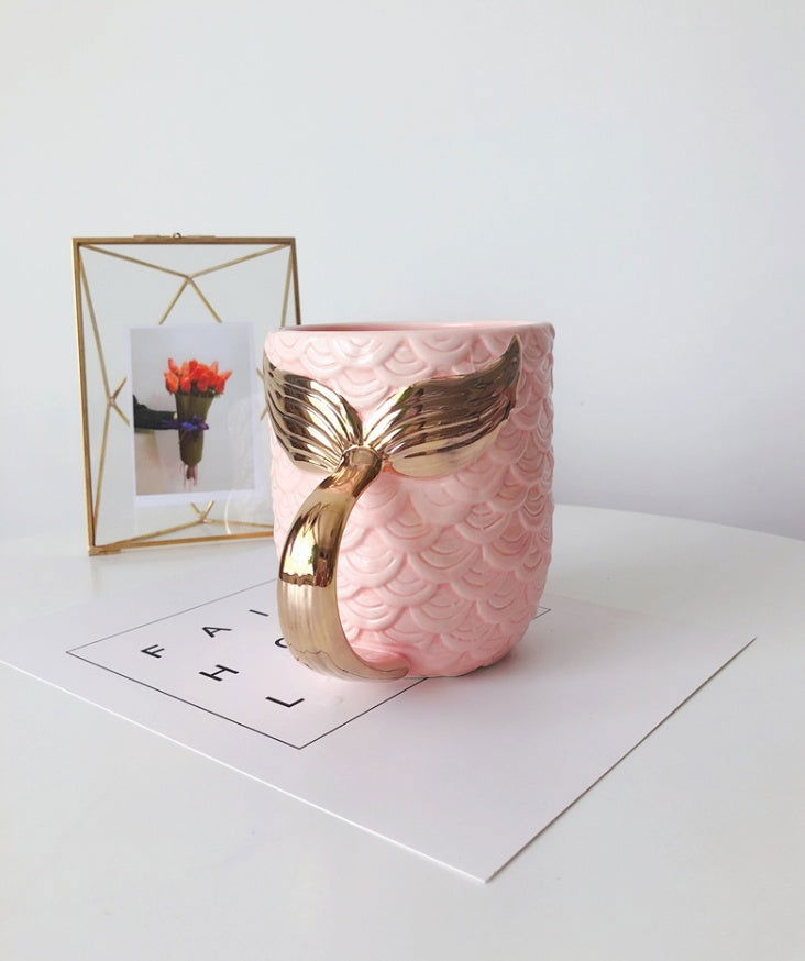 Pearl glaze golden mermaid tail large capacity water cup drink cup juice cup - Grand Goldman