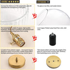 Pendant Light with Clear Striped Glass Lmapshade, Brass Vintage Pendant Light Adjustable Hanging Light for Kitchen Island Dining Room Hallway - Grand Goldman