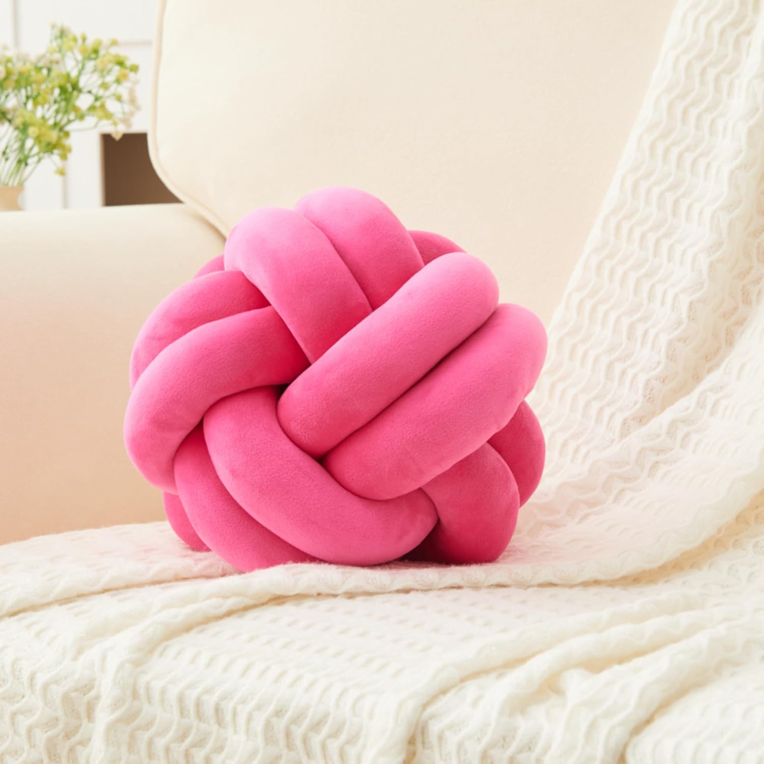 Petrella Knot Pillow Ball Throw Pillow Home Decor Aesthetic Round Cute Plush Pillows,Dark Gray 8inch - Grand Goldman