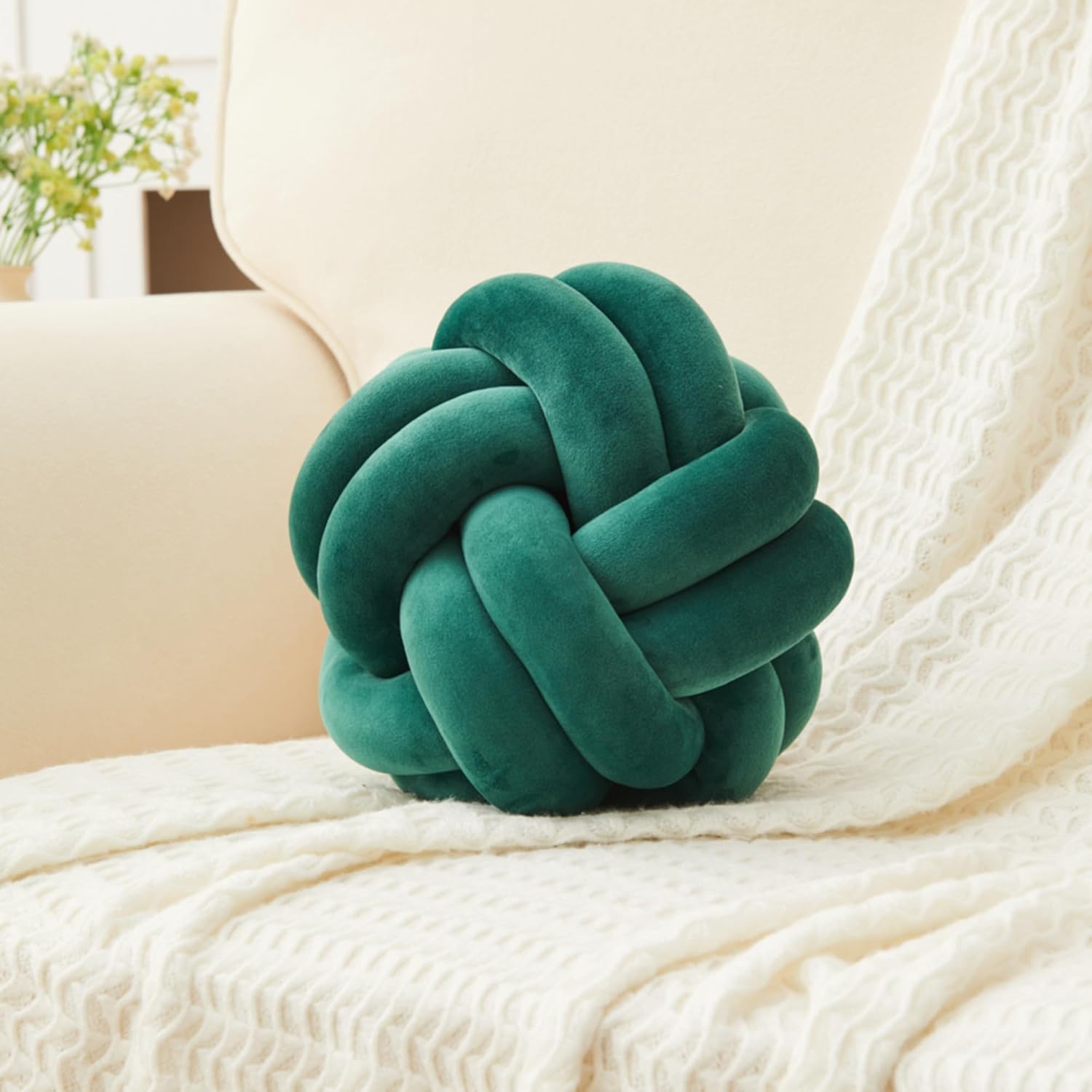 Petrella Knot Pillow Ball Throw Pillow Home Decor Aesthetic Round Cute Plush Pillows,Dark Gray 8inch - Grand Goldman