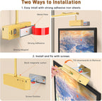 Picture Light, 15.35inch Wireless Rechargeable 5400mAh Battery Wall Light for Paintings, Picture Lights with Remote, 3 Color Modes and Dimmable Lights for Display, Gallery, Artwork(Gold) - Grand Goldman