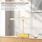 Picture Light, 15.35inch Wireless Rechargeable 5400mAh Battery Wall Light for Paintings, Picture Lights with Remote, 3 Color Modes and Dimmable Lights for Display, Gallery, Artwork(Gold) - Grand Goldman