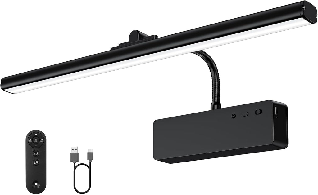 Picture Light, 15.35inch Wireless Rechargeable 5400mAh Battery Wall Light for Paintings, Picture Lights with Remote, 3 Color Modes and Dimmable Lights for Display, Gallery, Artwork(Gold) - Grand Goldman