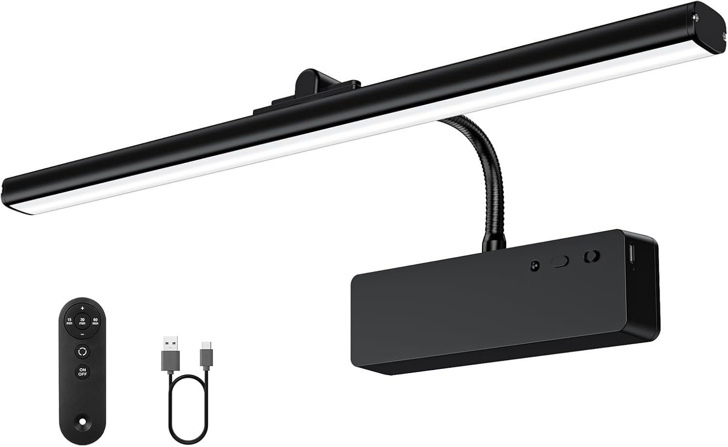 Picture Light, 15.35inch Wireless Rechargeable 5400mAh Battery Wall Light for Paintings, Picture Lights with Remote, 3 Color Modes and Dimmable Lights for Display, Gallery, Artwork(Gold) - Grand Goldman