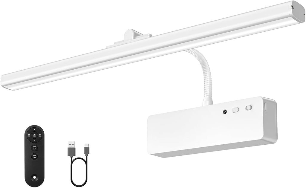 Picture Light, 15.35inch Wireless Rechargeable 5400mAh Battery Wall Light for Paintings, Picture Lights with Remote, 3 Color Modes and Dimmable Lights for Display, Gallery, Artwork(Gold) - Grand Goldman