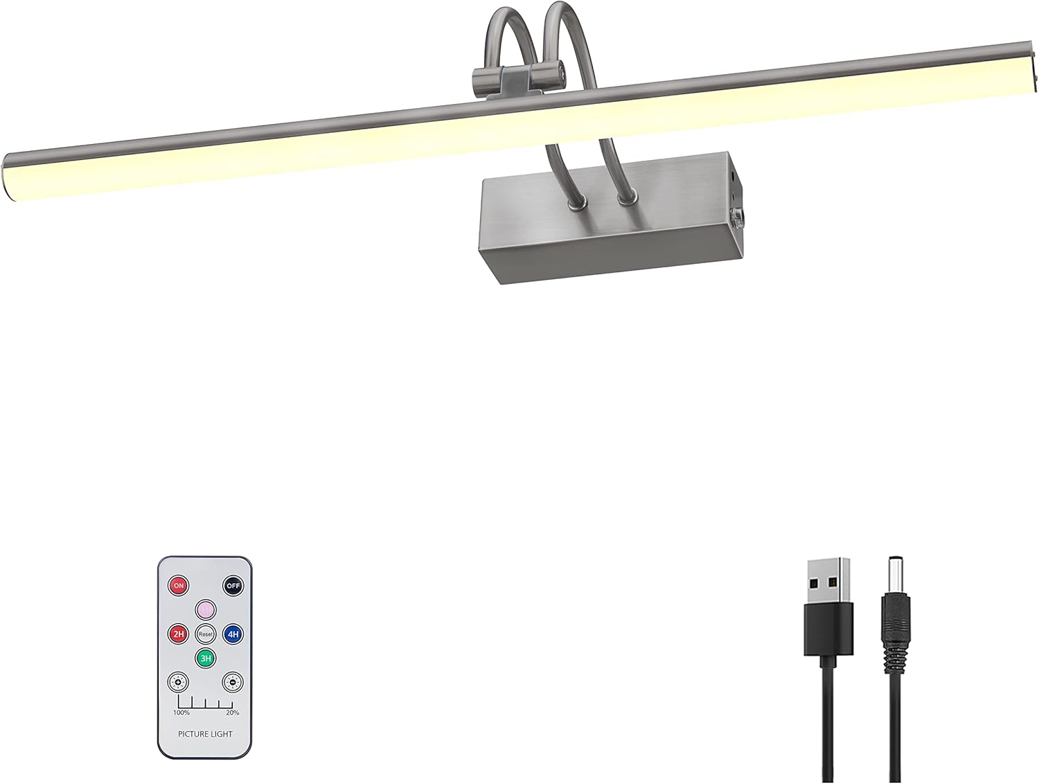 Picture Light, 16in Battery Operated Picture Lights for Paintings,Metal Remote Control Display Art Light with Timer and Dimmable for Wall Painting,Frame, Portrait, Dartboard(Black) - Grand Goldman