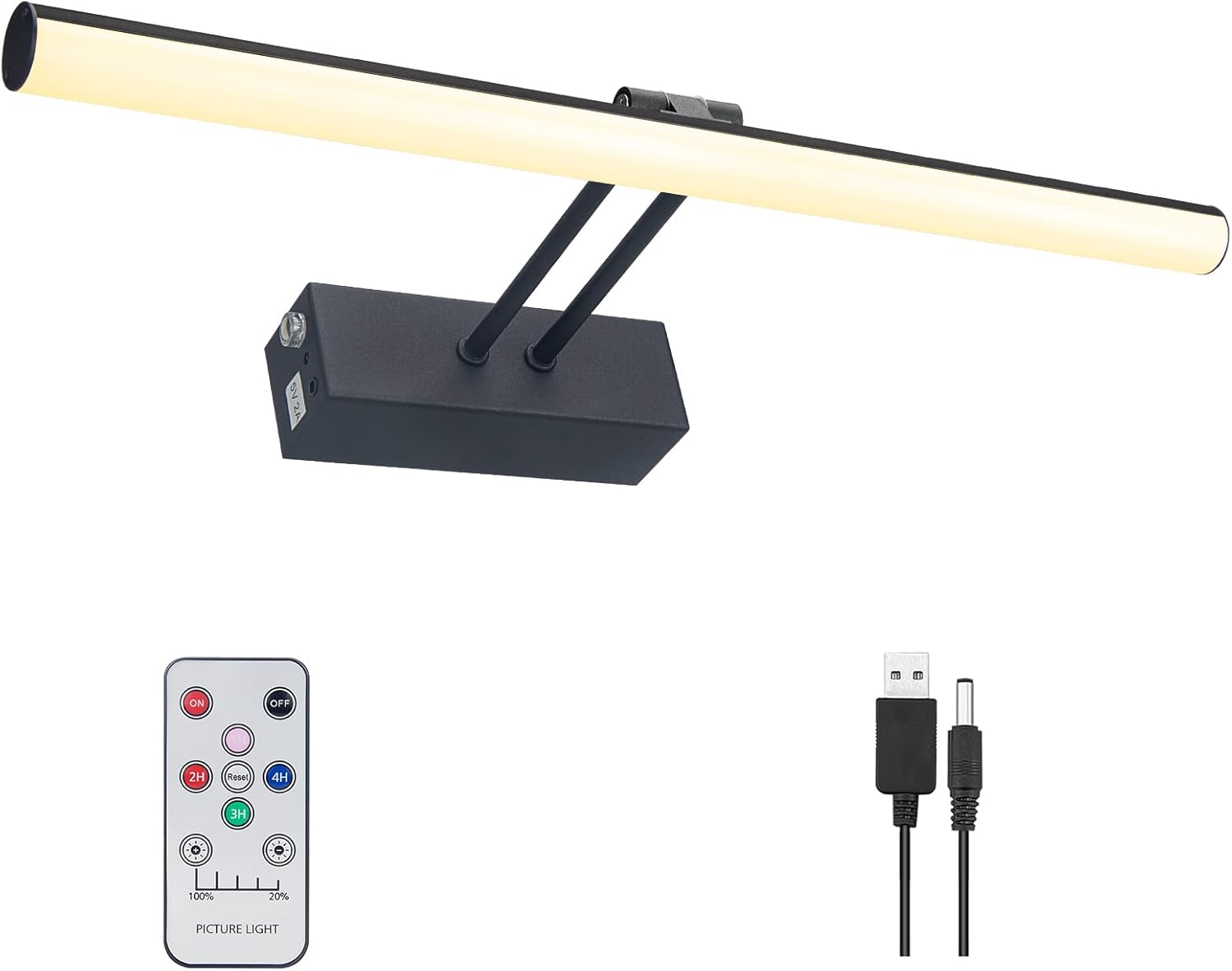 Picture Light,350LM Picture Light Battery Operated with Remote, 16 in Wireless Art Light,Rechargeable Picture Lighting for Wall Sconce Gallery Portrait (Brass) - Grand Goldman