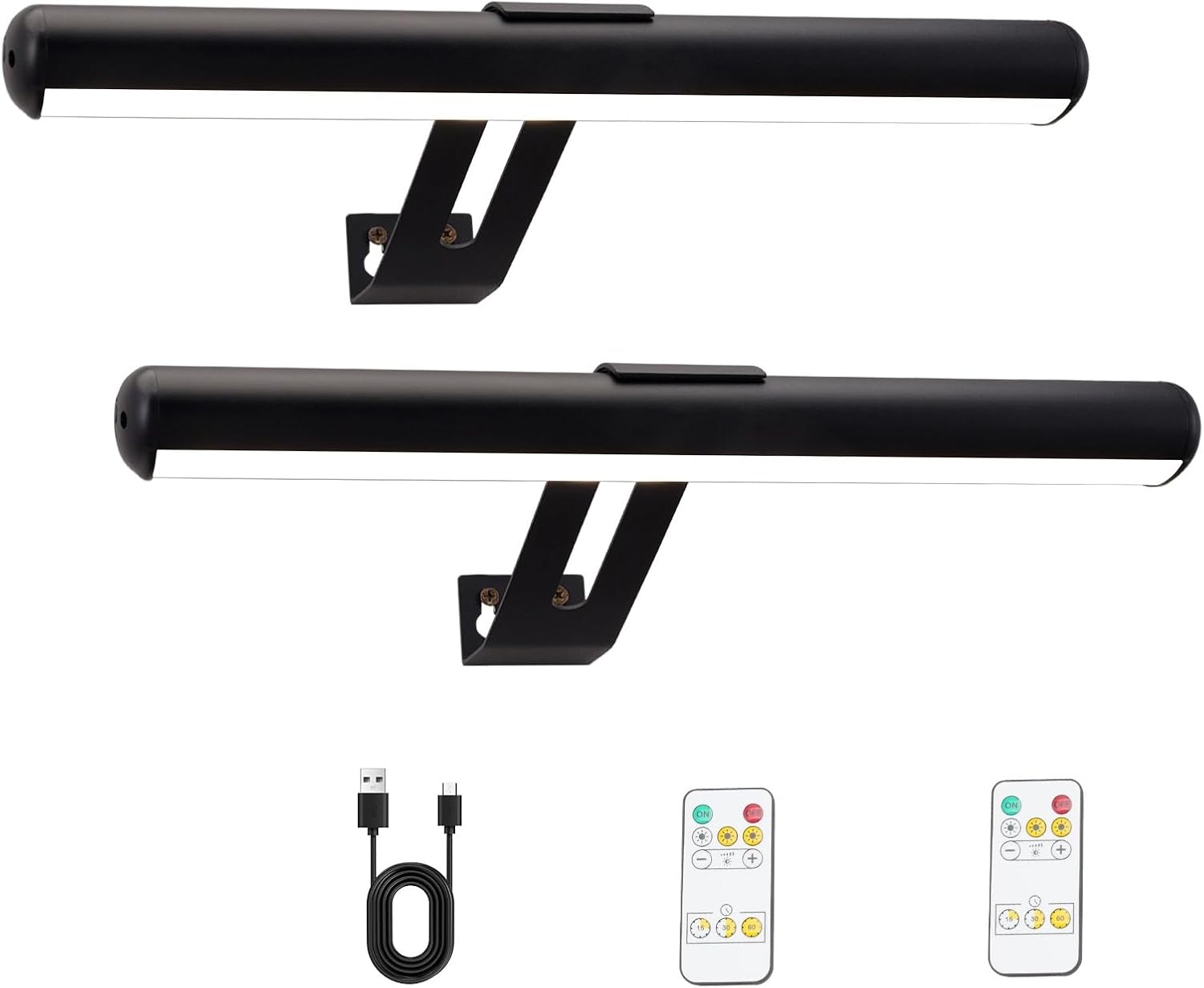 Picture Light Battery Operated, Picture Lights for Wall, Wireless Picture Light with 2 Remotes, Picture Light for Paintings, 16 LED, 3Modes, 300LM Dimmable Light with Timer for Art - Grand Goldman