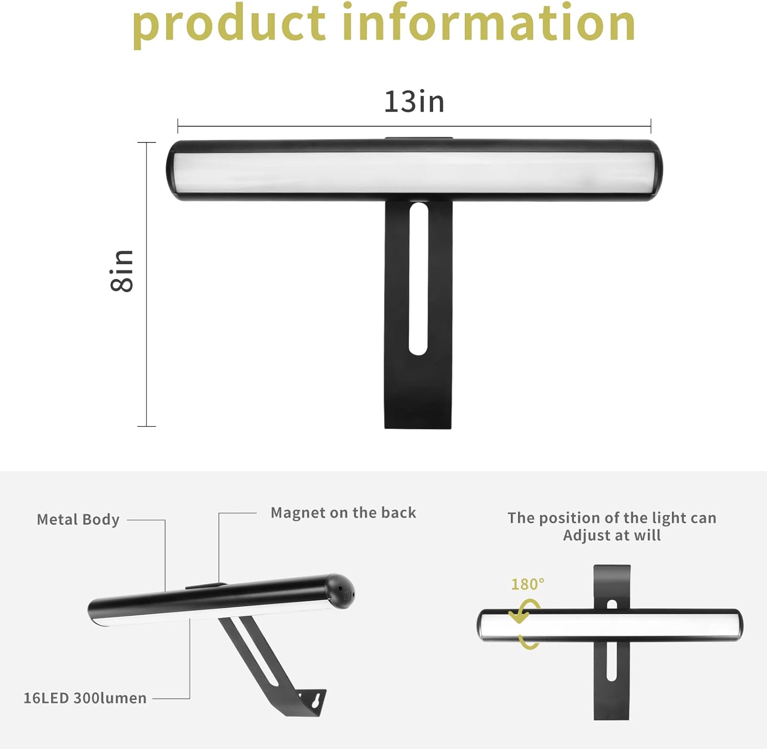 Picture Light Battery Operated, Picture Lights for Wall, Wireless Picture Light with 2 Remotes, Picture Light for Paintings, 16 LED, 3Modes, 300LM Dimmable Light with Timer for Art - Grand Goldman