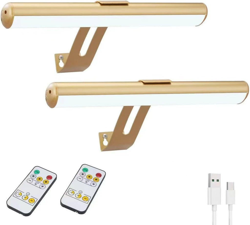 Picture Light Battery Operated, Picture Lights for Wall, Wireless Picture Light with 2 Remotes, Picture Light for Paintings, 16 LED, 3Modes, 300LM Dimmable Light with Timer for Art - Grand Goldman