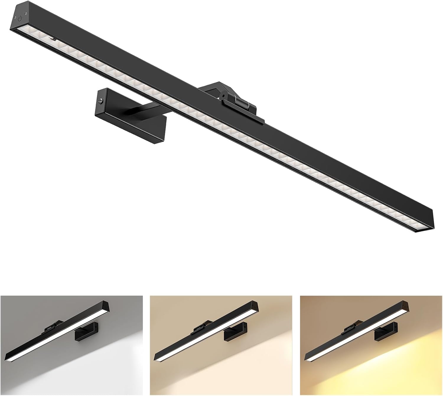 Picture Lights for Wall, Battery Operated Picture Light 16in Gallery Light for Paintings CCT Dimmable Recharging Battery Wall Light with Remote Control for Living Room Dartboard Art Bathroom - Grand Goldman