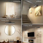 Picture Lights for Wall, Battery Operated Picture Light 16in Gallery Light for Paintings CCT Dimmable Recharging Battery Wall Light with Remote Control for Living Room Dartboard Art Bathroom - Grand Goldman