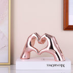 Pink Heart Hands Decor for Living Room Bedroom Bookshelf Coffe Table, Love Centerpieces Aesthetic Statue and Sculpture Boho Wedding Accents Decorations, Knick Knacks Home Decor for Shelves para - Grand Goldman