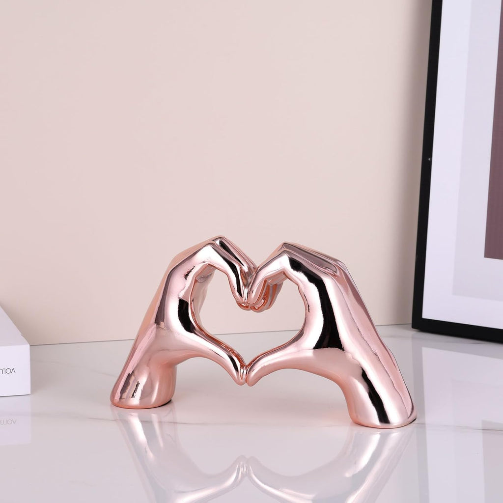 Pink Heart Hands Decor for Living Room Bedroom Bookshelf Coffe Table, Love Centerpieces Aesthetic Statue and Sculpture Boho Wedding Accents Decorations, Knick Knacks Home Decor for Shelves para - Grand Goldman
