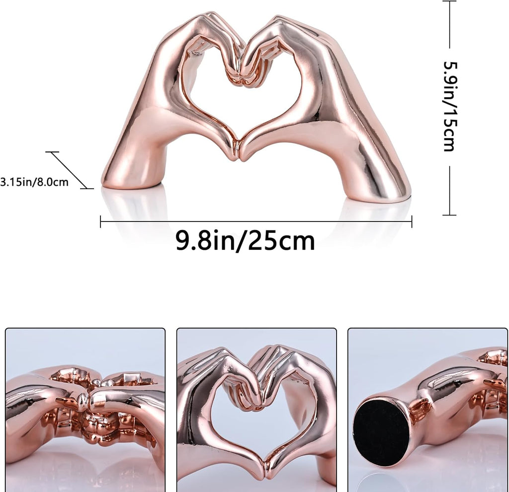 Pink Heart Hands Decor for Living Room Bedroom Bookshelf Coffe Table, Love Centerpieces Aesthetic Statue and Sculpture Boho Wedding Accents Decorations, Knick Knacks Home Decor for Shelves para - Grand Goldman