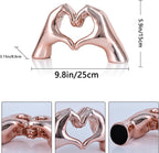 Pink Heart Hands Decor for Living Room Bedroom Bookshelf Coffe Table, Love Centerpieces Aesthetic Statue and Sculpture Boho Wedding Accents Decorations, Knick Knacks Home Decor for Shelves para - Grand Goldman
