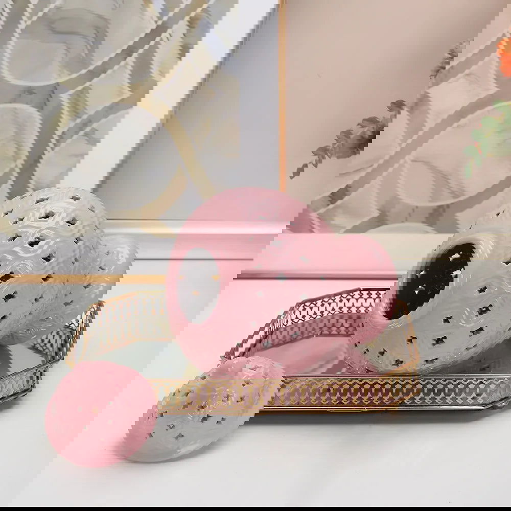 Pink Hollow General Jar Ceramic Ginger Jar Vase Candy Storage Jar Art Decorative Tank Flower Arrangement Home Craft Decoration - Grand Goldman