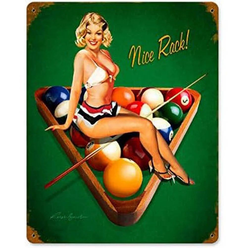 Pinup Girls Tin Sign Vintage Plaque Metal Plate Retro Wall Art Posters for Man Cave Garage Cafe Bar Pub Iron Painting Decoration - Grand Goldman