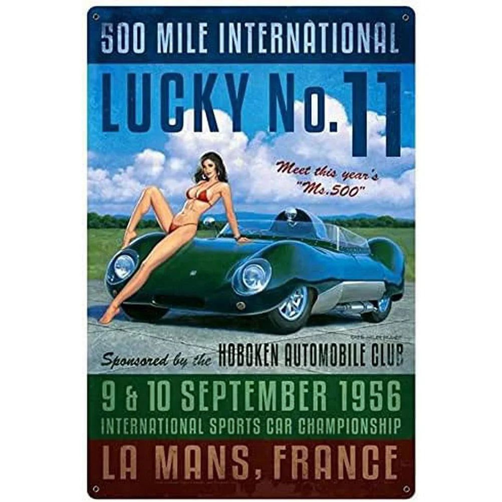 Pinup Girls Tin Sign Vintage Plaque Metal Plate Retro Wall Art Posters for Man Cave Garage Cafe Bar Pub Iron Painting Decoration - Grand Goldman