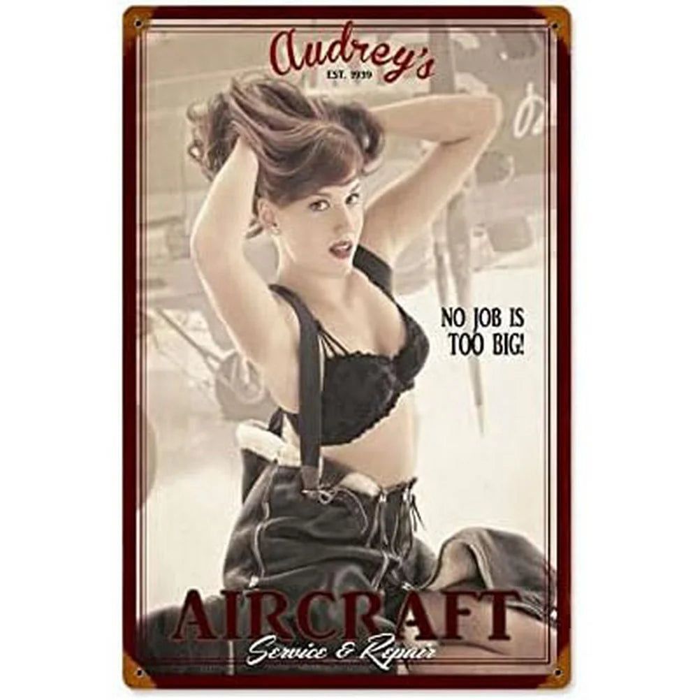 Pinup Girls Tin Sign Vintage Plaque Metal Plate Retro Wall Art Posters for Man Cave Garage Cafe Bar Pub Iron Painting Decoration - Grand Goldman