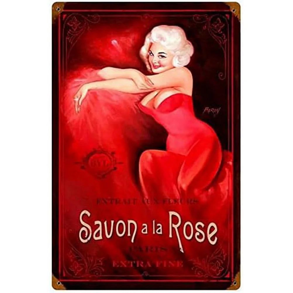 Pinup Girls Tin Sign Vintage Plaque Metal Plate Retro Wall Art Posters for Man Cave Garage Cafe Bar Pub Iron Painting Decoration - Grand Goldman