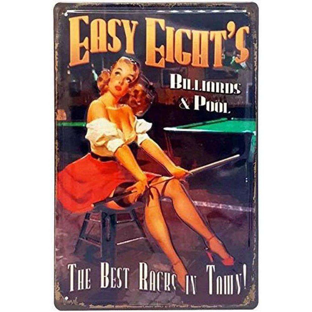 Pinup Girls Tin Sign Vintage Plaque Metal Plate Retro Wall Art Posters for Man Cave Garage Cafe Bar Pub Iron Painting Decoration - Grand Goldman