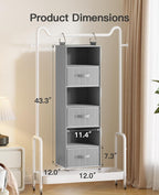 Pipishell Hanging Closet Organizer 6-Shelf, Hanging Shelves for Closet with 3 Removable Drawers & Side Pockets for Bedroom or Garment Rack, 12' x 12' x 43.3', Dark Gray - Grand Goldman