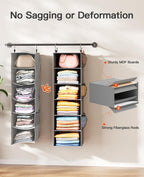 Pipishell Hanging Closet Organizer 6-Shelf, Hanging Shelves for Closet with 3 Removable Drawers & Side Pockets for Bedroom or Garment Rack, 12' x 12' x 43.3', Dark Gray - Grand Goldman