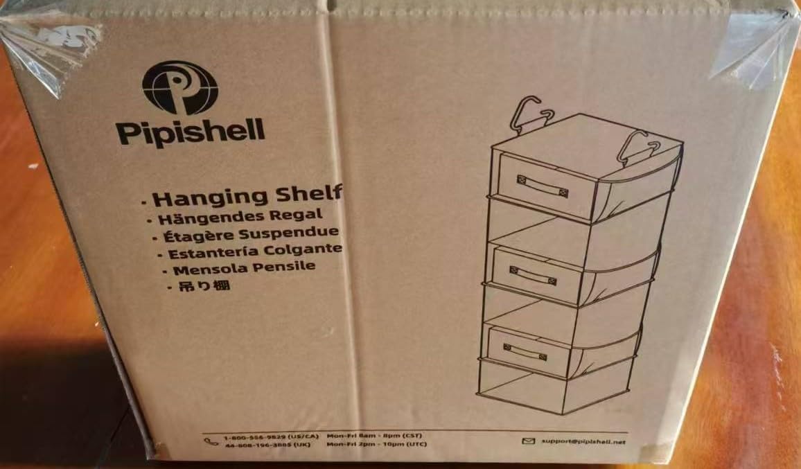 Pipishell Hanging Closet Organizer 6-Shelf, Hanging Shelves for Closet with 3 Removable Drawers & Side Pockets for Bedroom or Garment Rack, 12' x 12' x 43.3', Dark Gray - Grand Goldman