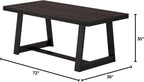 Plank+Beam 72 Inch Farmhouse Dining Table, Solid Wood Rustic Kitchen Table, Large Wooden Rectangular Dinner Table for Dining Room, Home Office, Living Room Furniture, Easy Assembly, Black Wirebrush - Grand Goldman