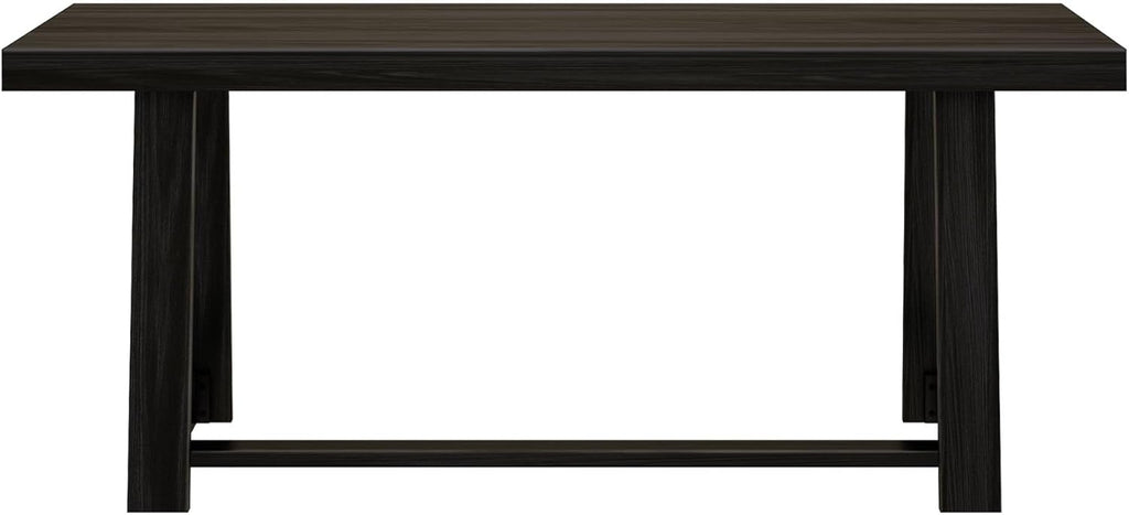Plank+Beam 72 Inch Farmhouse Dining Table, Solid Wood Rustic Kitchen Table, Large Wooden Rectangular Dinner Table for Dining Room, Home Office, Living Room Furniture, Easy Assembly, Black Wirebrush - Grand Goldman