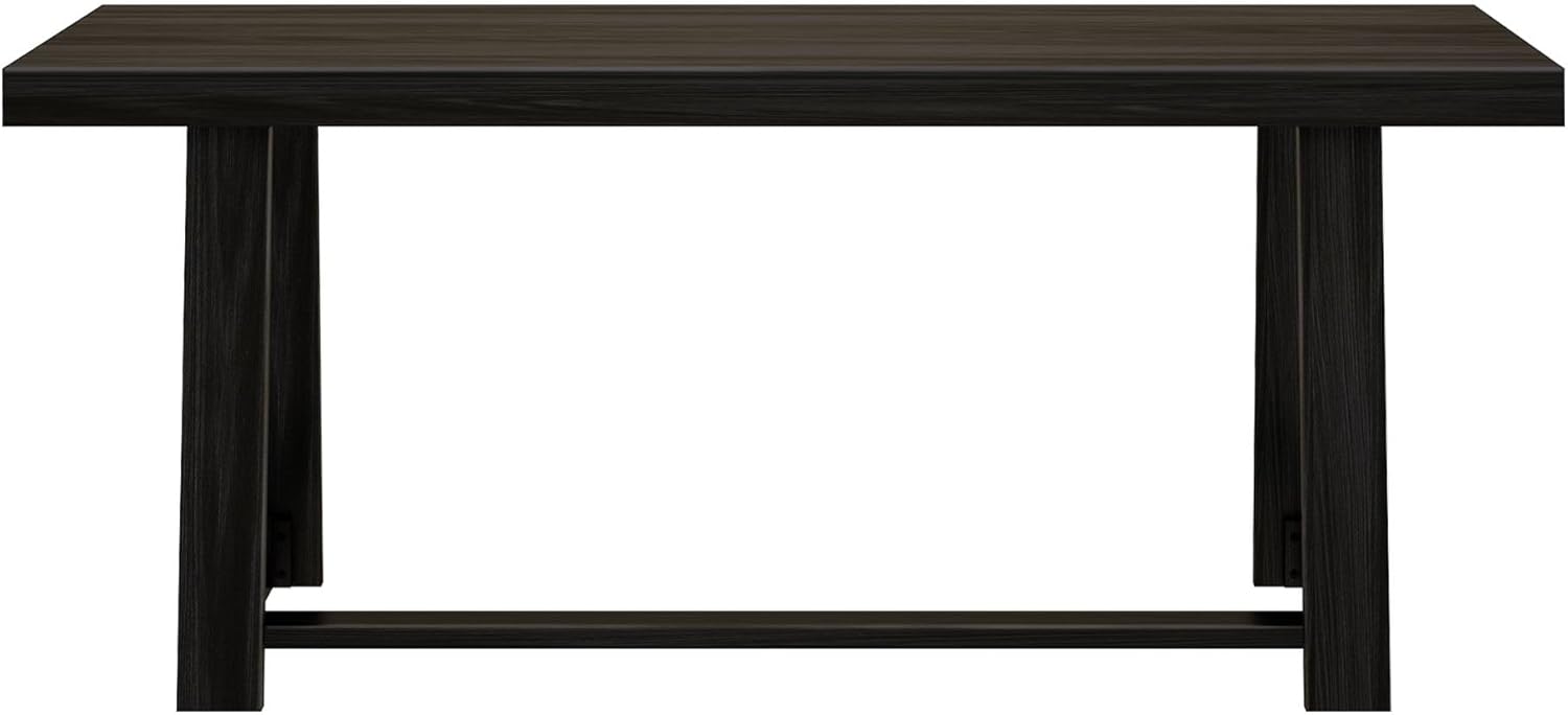 Plank+Beam 72 Inch Farmhouse Dining Table, Solid Wood Rustic Kitchen Table, Large Wooden Rectangular Dinner Table for Dining Room, Home Office, Living Room Furniture, Easy Assembly, Black Wirebrush - Grand Goldman