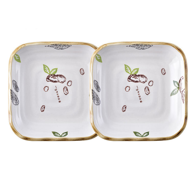 Plate Dish Plate Household Ceramic Dish Dinner Plate Net Celebrity Creative Square Plate Japanese Disc Tableware Set - Grand Goldman