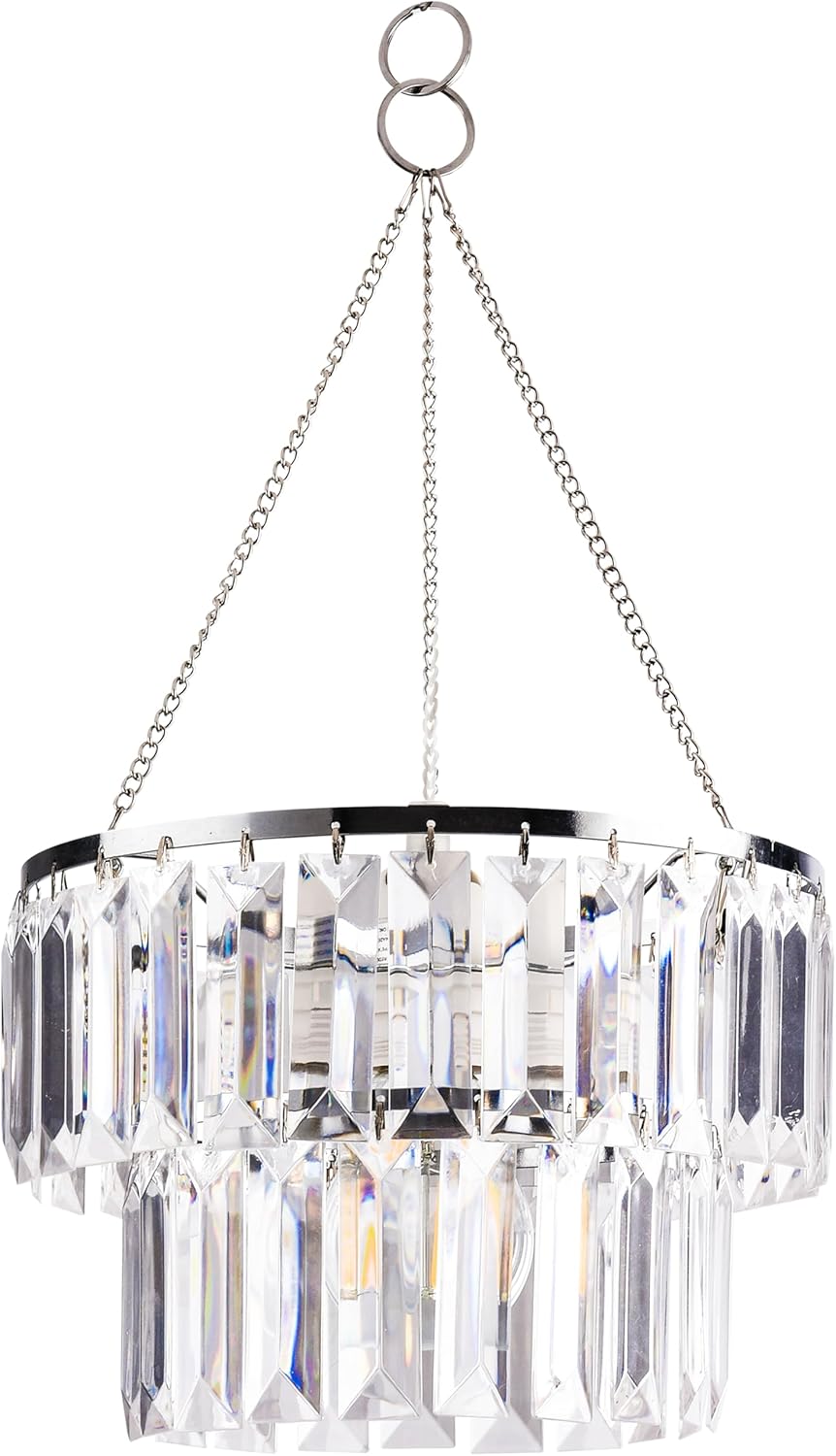 Plug-in 5 Light Crystal Hanging Pendant Lights Acrylic Chandelier with Clear Cord & On/Off Switch H19 D19.7 for Kitchen Island Girls' Room Dining Area Laundry Pavilion. - Grand Goldman