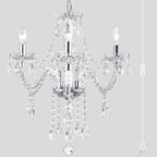 Plug-in 5 Light Crystal Hanging Pendant Lights Acrylic Chandelier with Clear Cord & On/Off Switch H19 D19.7 for Kitchen Island Girls' Room Dining Area Laundry Pavilion. - Grand Goldman