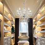 Plug-in 5 Light Crystal Hanging Pendant Lights Acrylic Chandelier with Clear Cord & On/Off Switch H19 D19.7 for Kitchen Island Girls' Room Dining Area Laundry Pavilion. - Grand Goldman