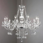 Plug-in 5 Light Crystal Hanging Pendant Lights Acrylic Chandelier with Clear Cord & On/Off Switch H19 D19.7 for Kitchen Island Girls' Room Dining Area Laundry Pavilion. - Grand Goldman