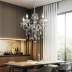 Plug-in 5 Light Crystal Hanging Pendant Lights Acrylic Chandelier with Clear Cord & On/Off Switch H19 D19.7 for Kitchen Island Girls' Room Dining Area Laundry Pavilion. - Grand Goldman