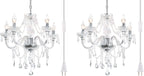 Plug-in 5 Light Crystal Hanging Pendant Lights Acrylic Chandelier with Clear Cord & On/Off Switch H19 D19.7 for Kitchen Island Girls' Room Dining Area Laundry Pavilion. - Grand Goldman
