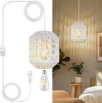 Plug In Pendant Light, 15FT Hemp Rope Cord,Hanging Lights With Plug In Cord Dimmable Rattan Hanging Lamp Wicker Woven Basket Lampshade, Industrial Plug In Ceiling Light Fixture For Kitchen (brown) - Grand Goldman