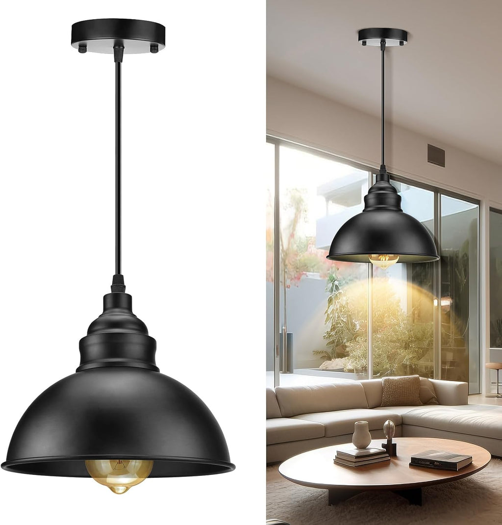 Plug in Pendant Light, 15FT Hanging Lights with Plug in Cord, On/Off Switch, Industrial Pendant Light with Plug in Cord, Metal Hanging Lamps for Living Room, Kitchen, Dining Room, Bedroom - Grand Goldman