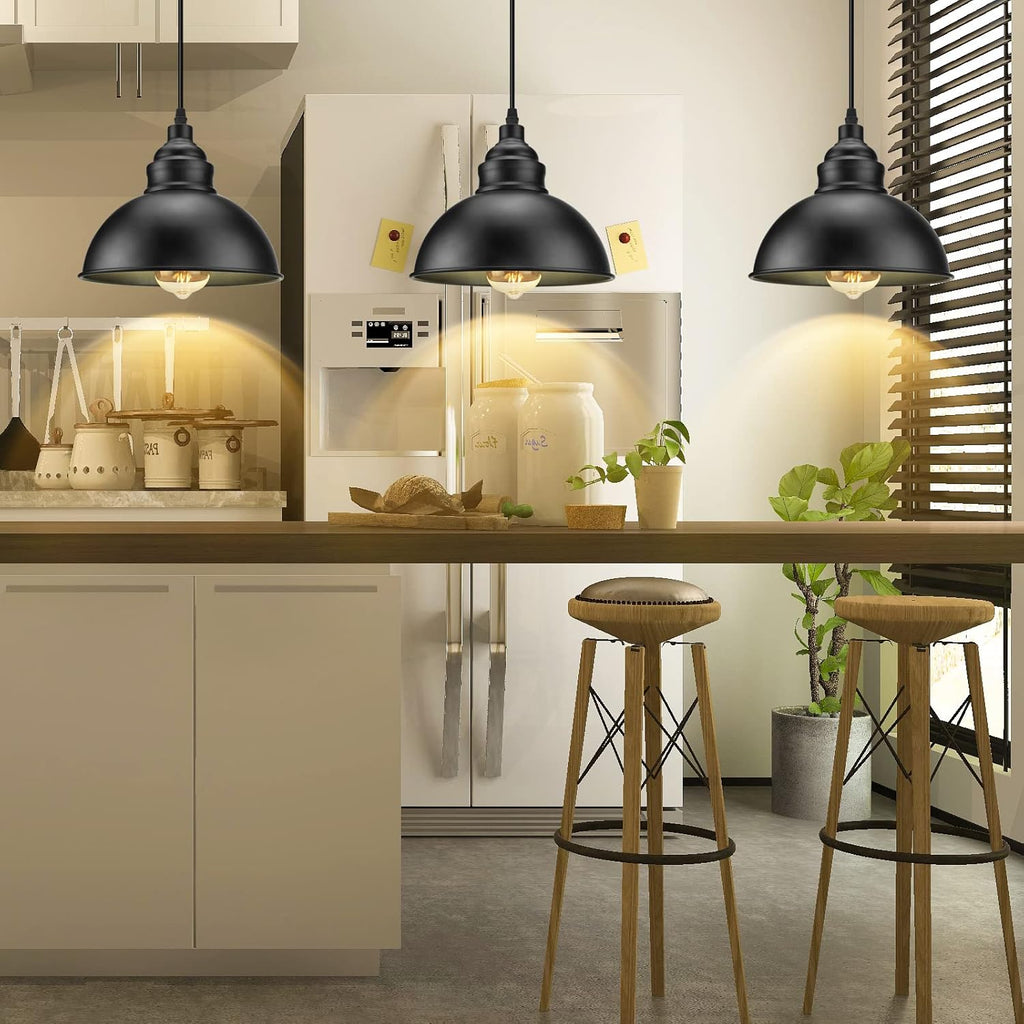 Plug in Pendant Light, 15FT Hanging Lights with Plug in Cord, On/Off Switch, Industrial Pendant Light with Plug in Cord, Metal Hanging Lamps for Living Room, Kitchen, Dining Room, Bedroom - Grand Goldman