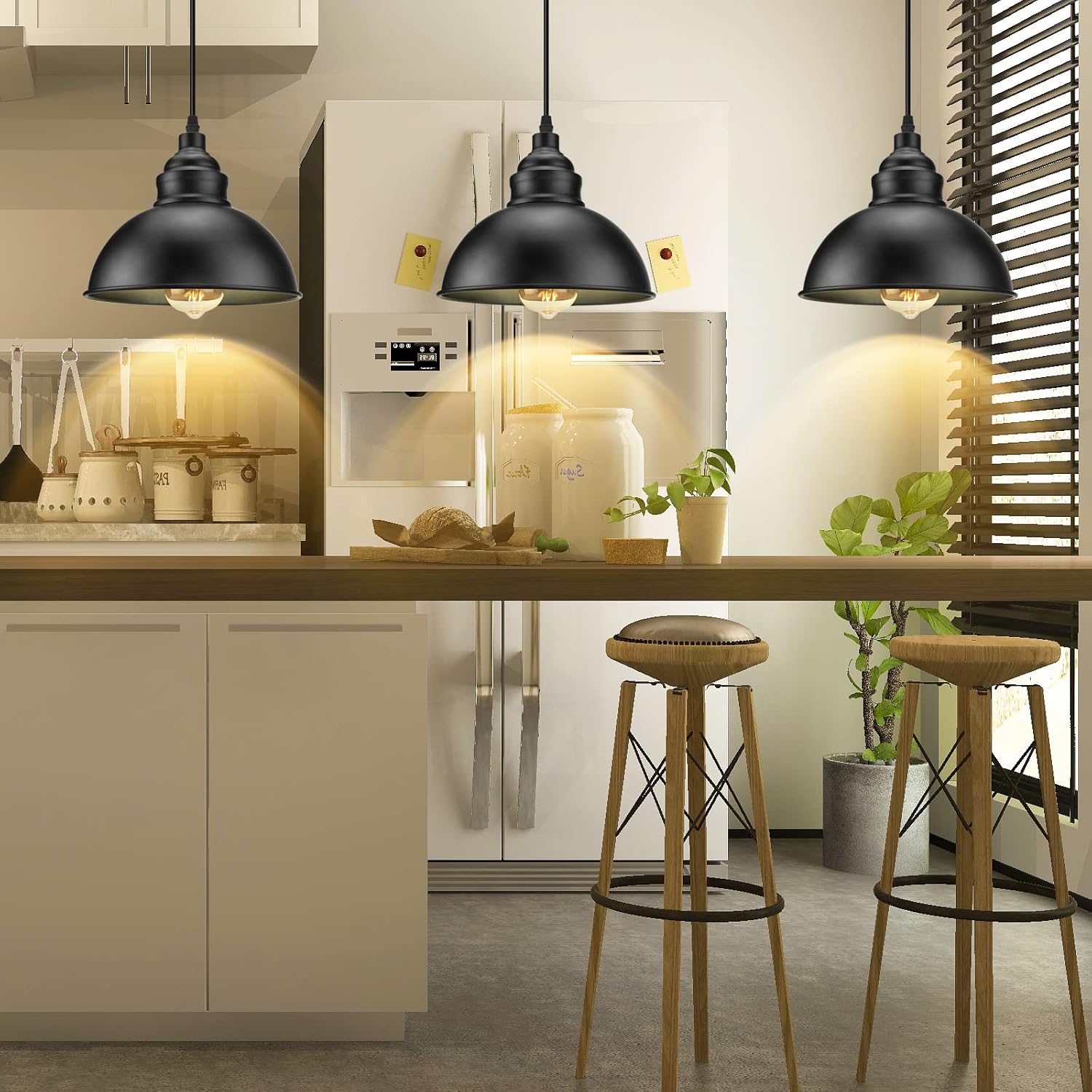 Plug in Pendant Light, 15FT Hanging Lights with Plug in Cord, On/Off Switch, Industrial Pendant Light with Plug in Cord, Metal Hanging Lamps for Living Room, Kitchen, Dining Room, Bedroom - Grand Goldman