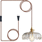 Plug in Pendant Light Fixtures, Hanging Light Fixture Green Glass Pendant Light, Pendant Lighting for Kitchen Island, Bedroom, Dining Room, Living Room, E26 No Bulb - Grand Goldman