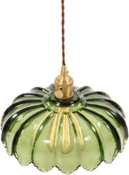 Plug in Pendant Light Fixtures, Hanging Light Fixture Green Glass Pendant Light, Pendant Lighting for Kitchen Island, Bedroom, Dining Room, Living Room, E26 No Bulb - Grand Goldman
