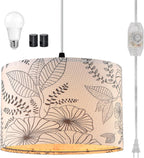 Plug in Pendant Light, Hanging Light with Plug in Cord with Dimmable Switch, Hanging Lamp with 15 ft Clear Cord, Pendant Light Fixture for Bedroom Kitchen Island (Bulb Included) - Grand Goldman